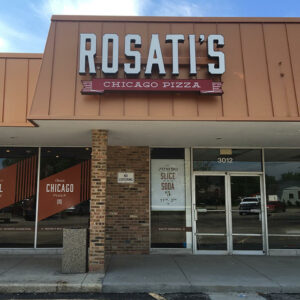 Channel letter sign on the exterior of a restaurant