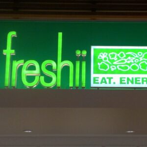 green illuminated sign
