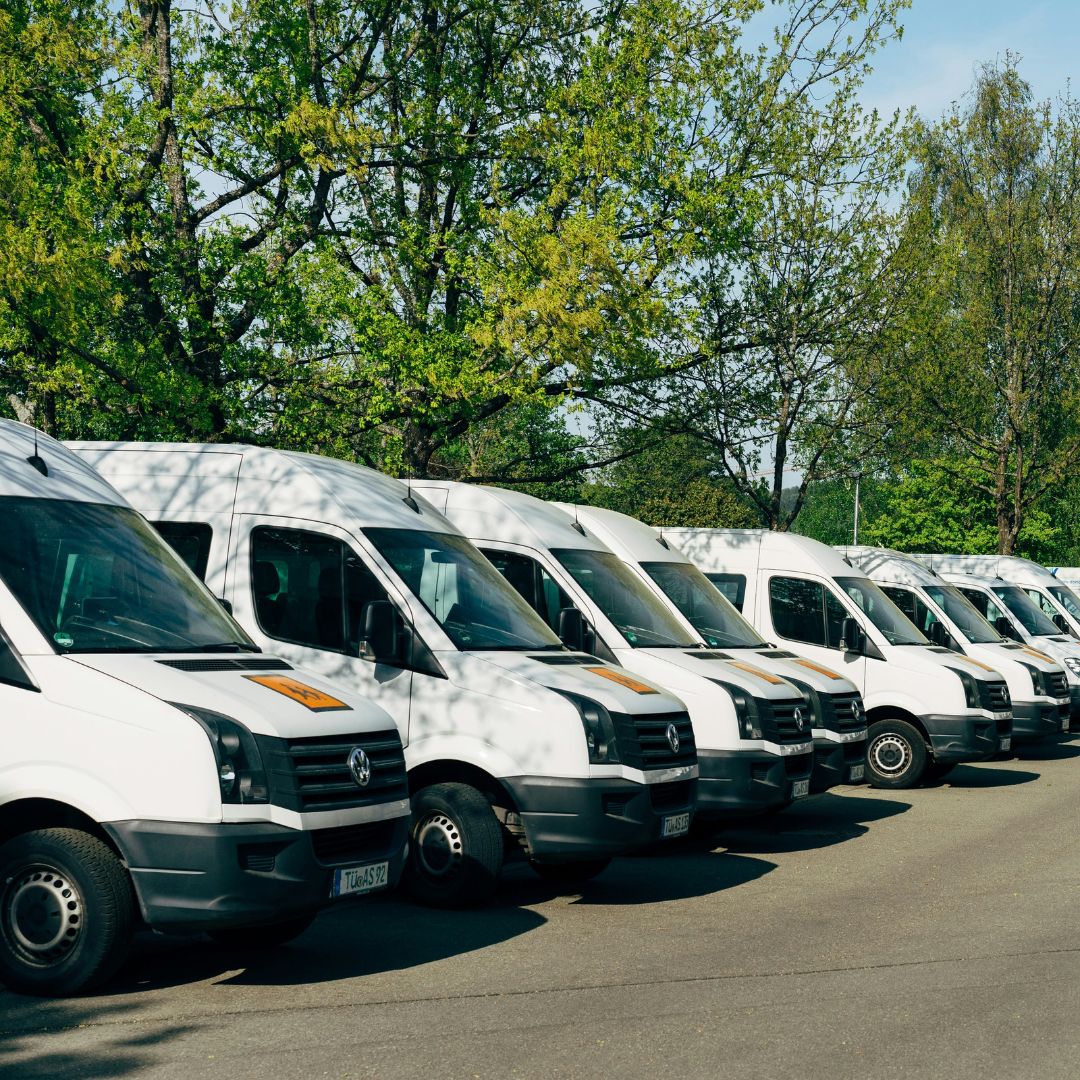 a fleet of work vans