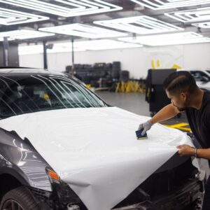 a vehicle being wrapped