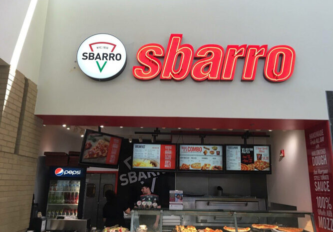 channel lettering sign for Sbarro pizza